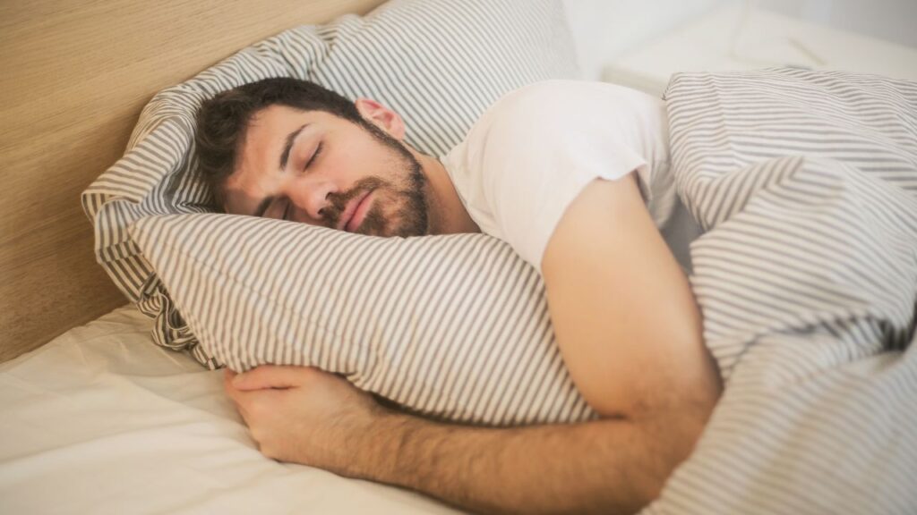 a men sleeping comfortably