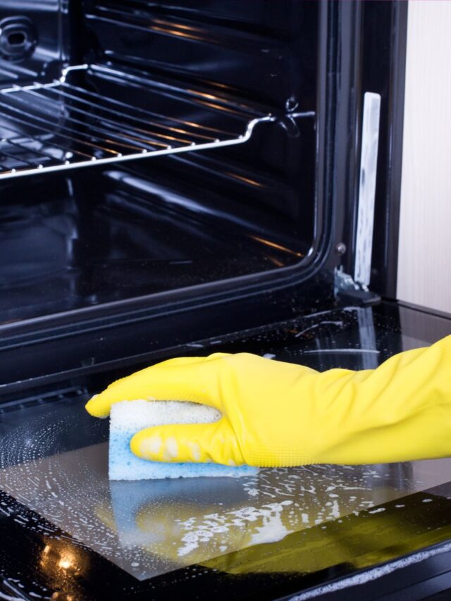 scrubbing-glass-oven-door-with-soapy-sponge