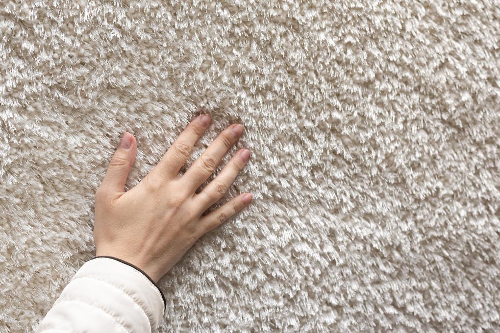 hand at a dry clean carpet