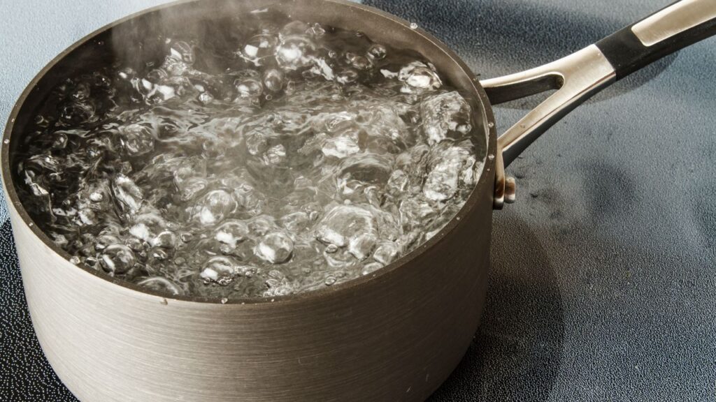 boiling water in pan